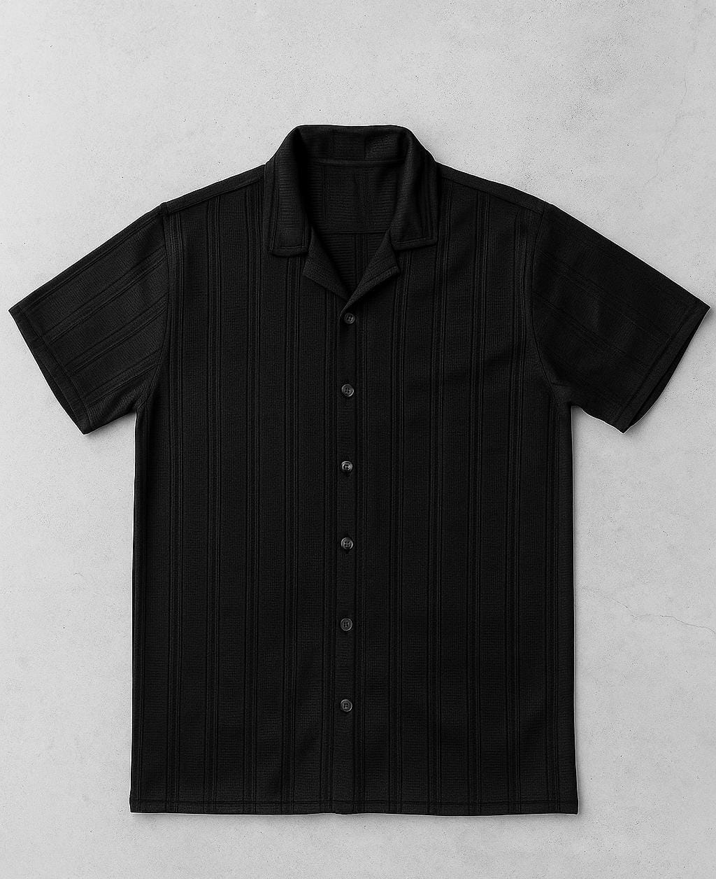 Textured Knit Black Shirt