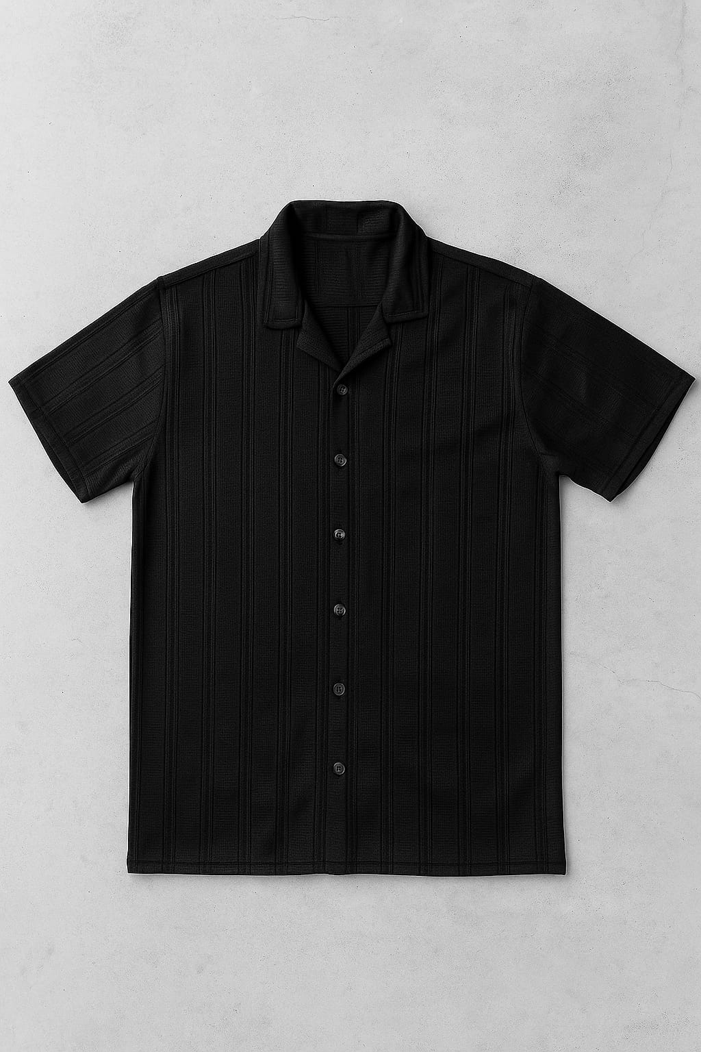 Textured Knit Black Shirt